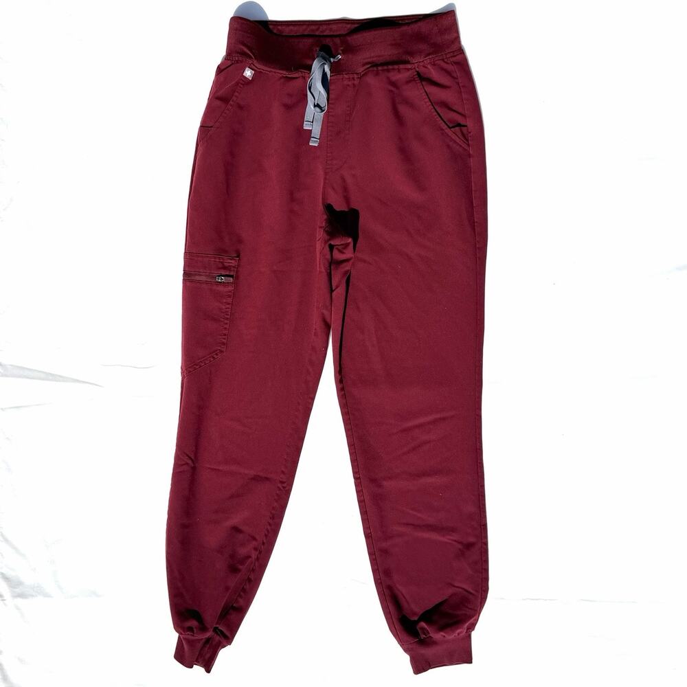 Figs Zamora High Waist Jogger Scrub Pants Womens Small Burgundy